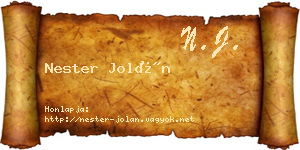 Nester Jolán névjegykártya
